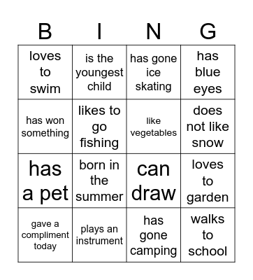 Find someone who Bingo Card