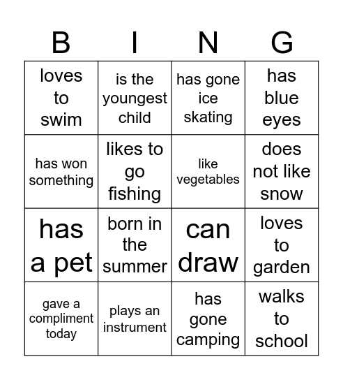 Find someone who Bingo Card