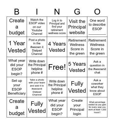 ESOP-tober Bingo Card