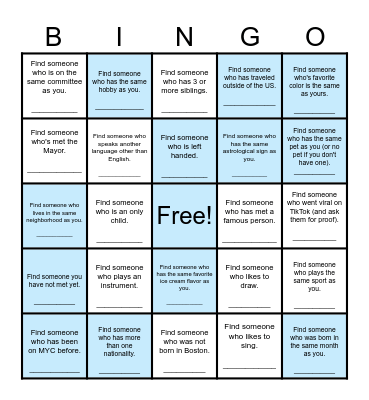 Find Someone Who... Bingo Card