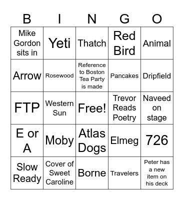 Goose Boston 9/13 Bingo Card