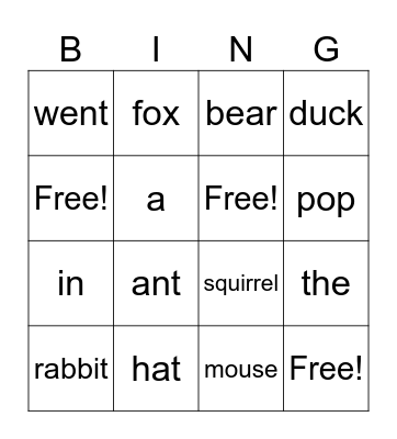 The Hat Bingo Card