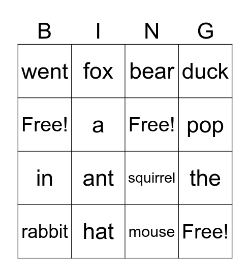 The Hat Bingo Card