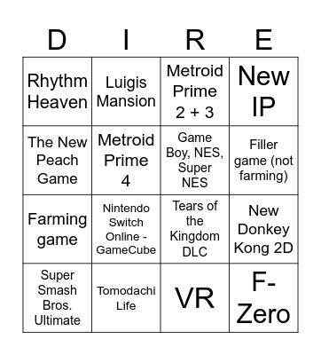Nintendo Direct September 2023: Release Date, Leaks & Predictions Bingo Card