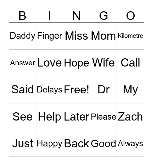 Tiffiny Bingo Card