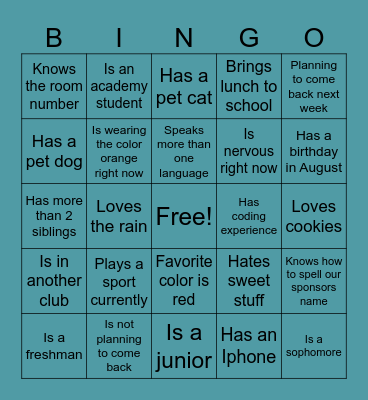 Girls who Code Bingo Card