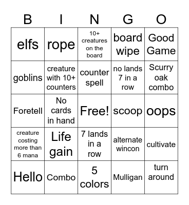 mtg bingo Card