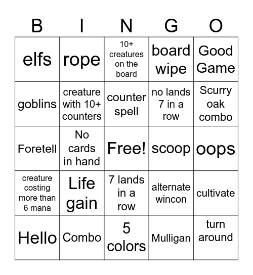 mtg bingo Card