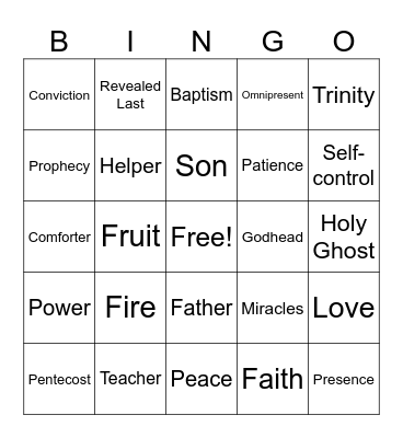 The Holy Spirit Bingo Card