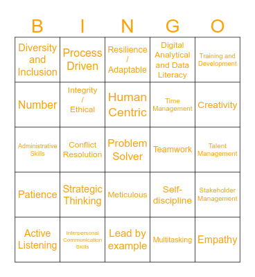 Activity 1 - PS Personal Traits Bingo Card