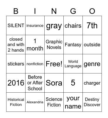 Library Bingo Card