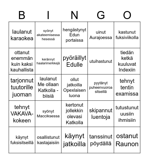 FUKSI Bingo Card