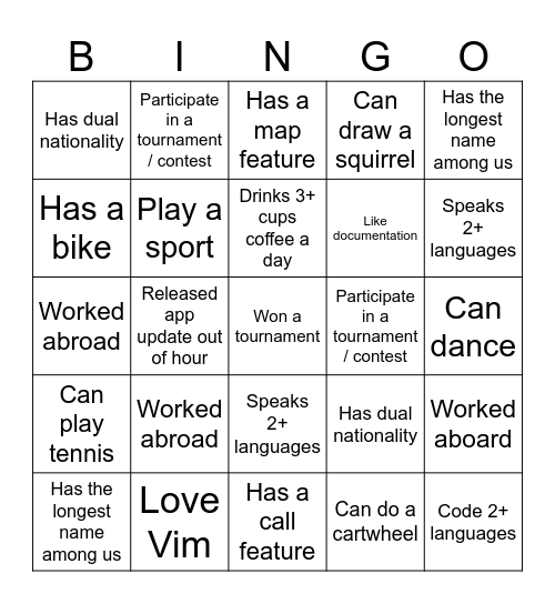 Mobile Bingo Card