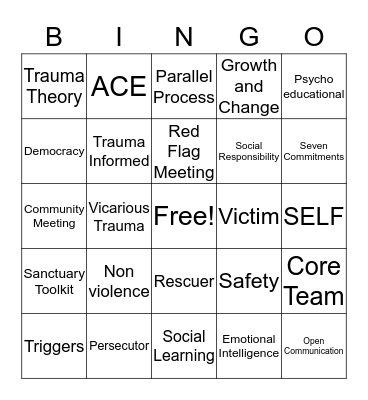 Joshua House Sanctuary Bingo Card