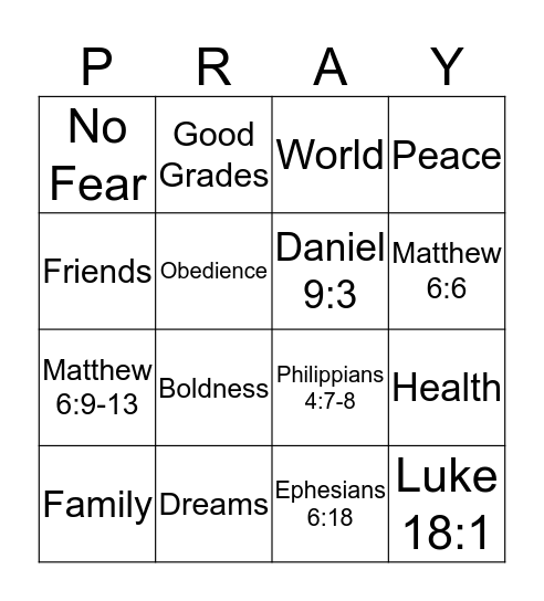 PRAYER BINGO Card