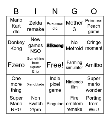 Nintendo Bingo Card