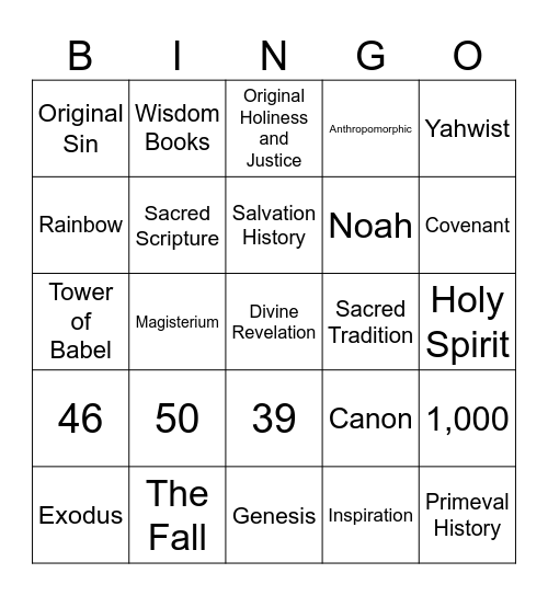 Bible and Early Genesis Bingo Card