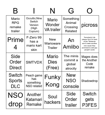 Direct 9/13 Bingo Card