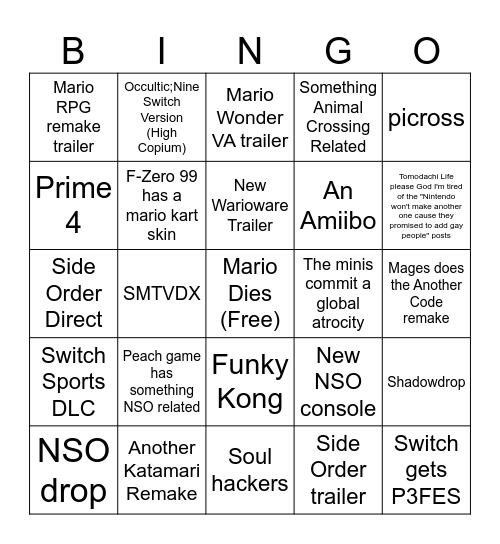 Direct 9/13 Bingo Card