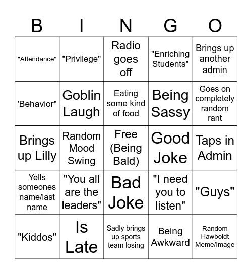 Hawboldt Bingo Card