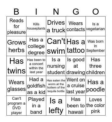 People Bingo Card