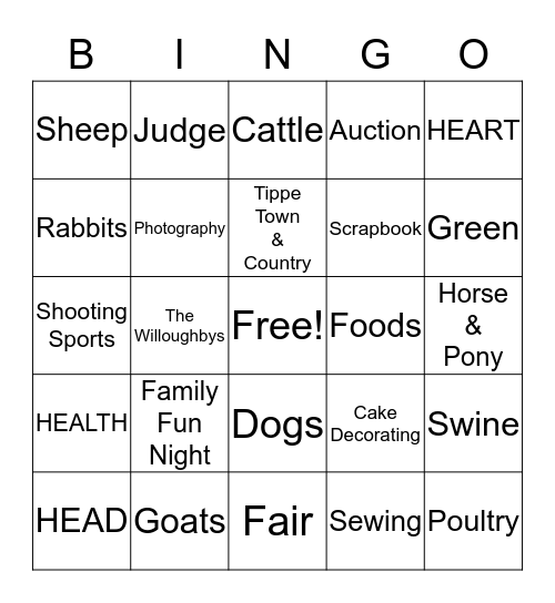 4H BINGO Card