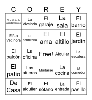 Las Viviendas Bingo Card