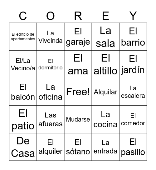 Las Viviendas Bingo Card