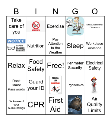 Safety BINGO Card