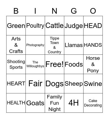 4H BINGO Card