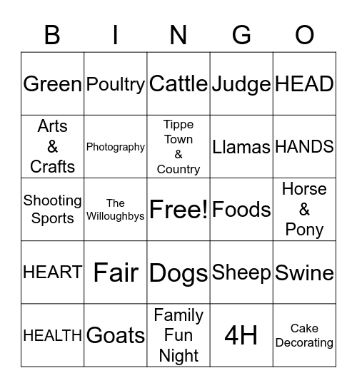 4H BINGO Card