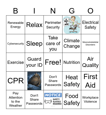 Safety BINGO Card