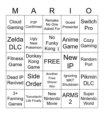 Nintendo Direct Sept 2023 Bingo Card