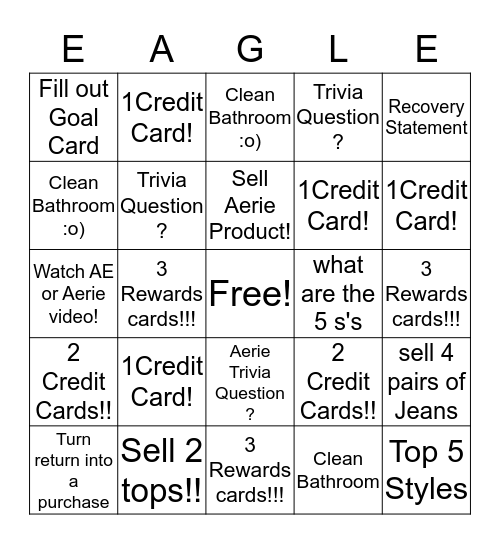 Eagle Bingo  Bingo Card