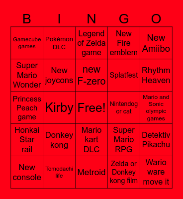 Nintendo Direct 09.14. Bingo Card