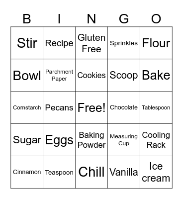 Baking Bingo Card