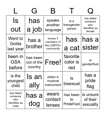 GSA Bingo! Bingo Card