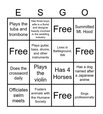 Engineering Services "ES"-Go! Bingo Card