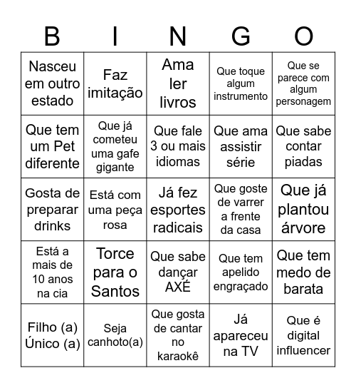 Bingo Grupo de Engajamento Bingo Card