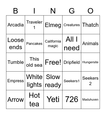 Honking Bingo Card