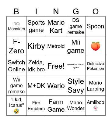 Tenders Direction Bingo Card