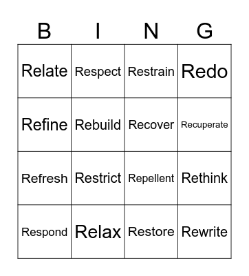 Re Bingo Card