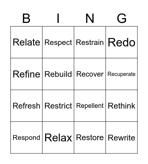 Re Bingo Card