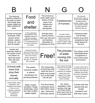 Forestry Bowl Questions 1-24 Bingo Card
