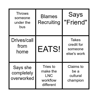 Zeiders Bingo Card