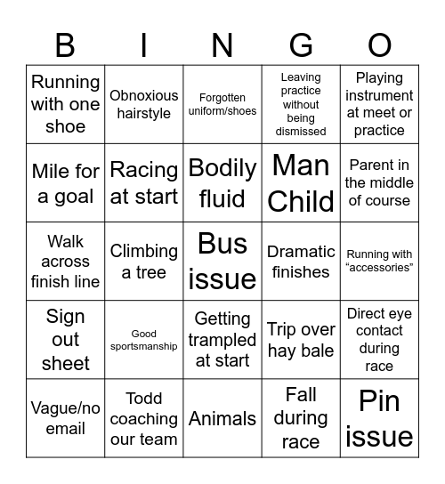 XC 2.0 Bingo Card