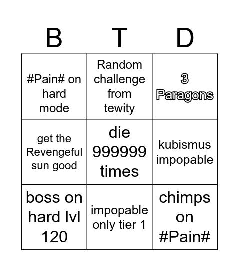 Btd 6 Bingo Card