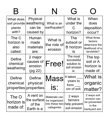 Science Bingo Card