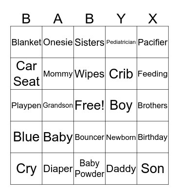 Baby Bingo Card