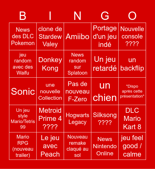 Nintendo en flux continu - 14/09/2023 Bingo Card